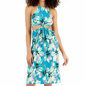 Floral Halter Cutout Dress